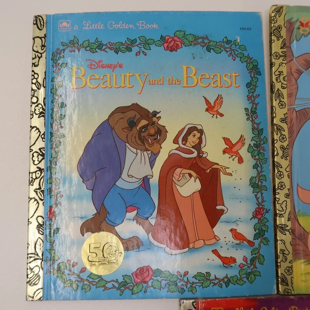 Vintage A Little Golden Book Disney's Beauty And The Beast Aladdin & Pooh